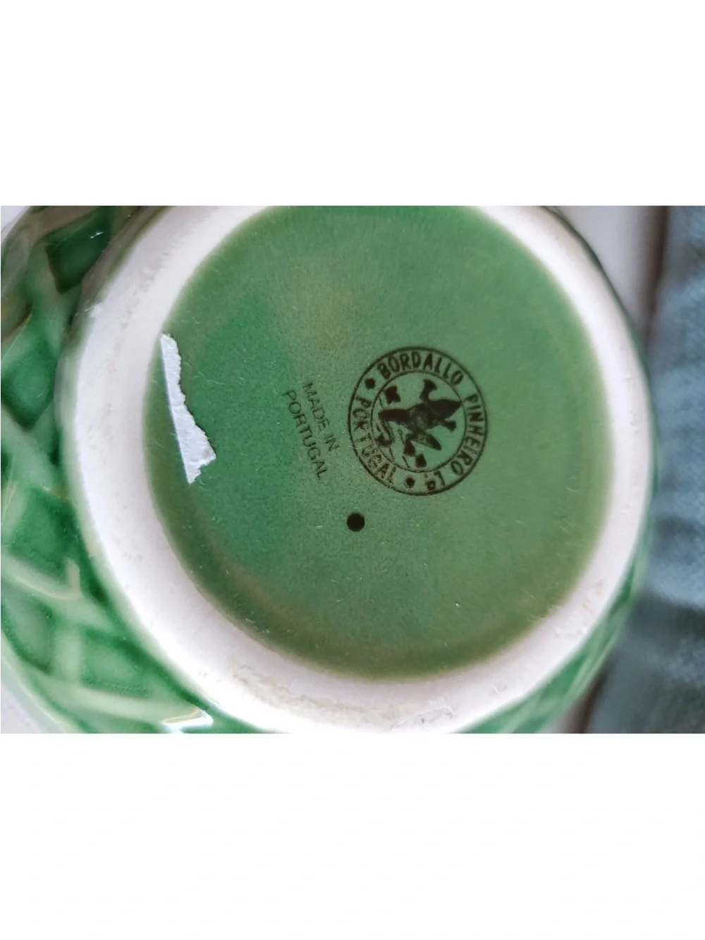 NWT Bordallo Pinheiro Leaf Service Green Creamer Leaves Basketweave Discontinued
